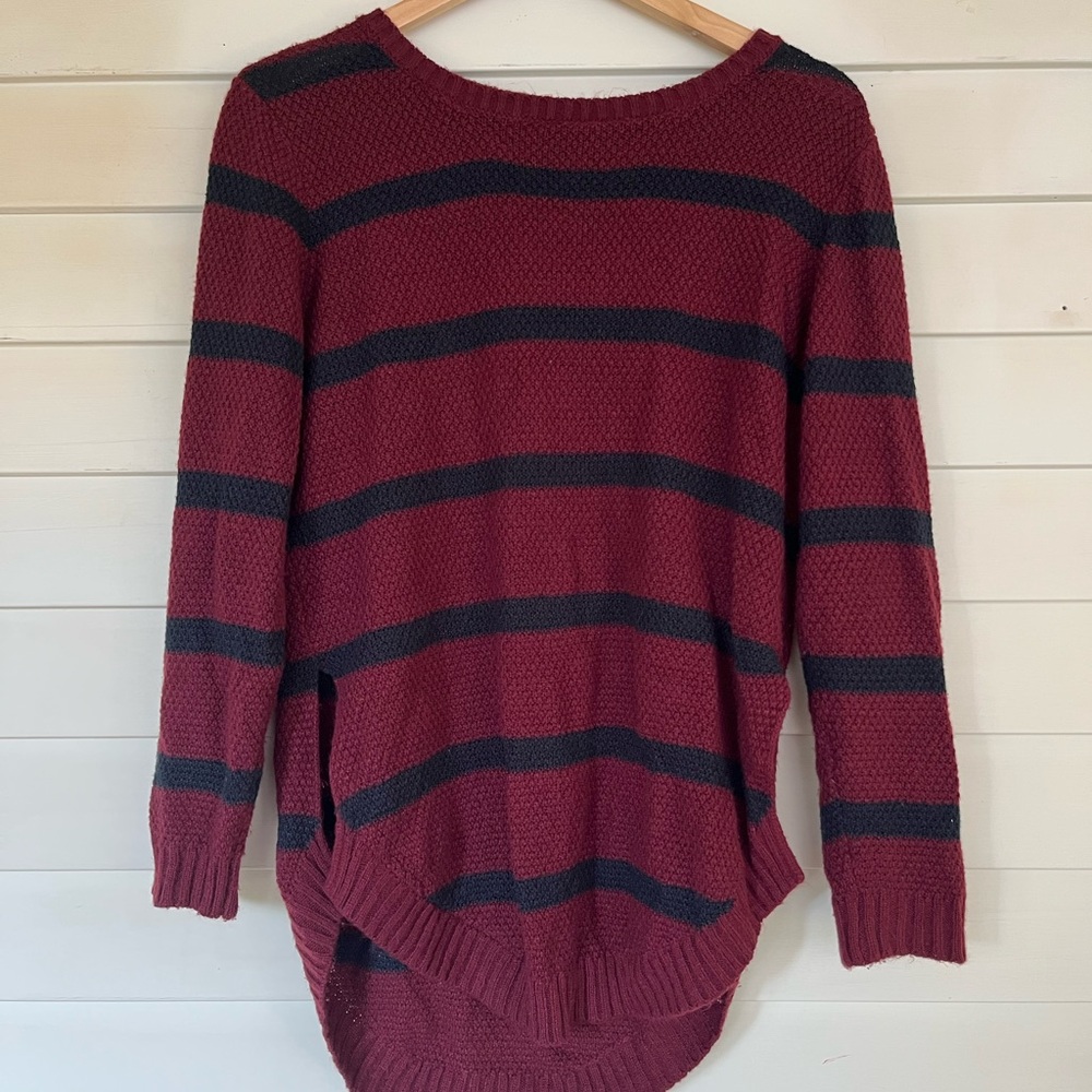 Rue21 Burgundy and Black Striped Sweater